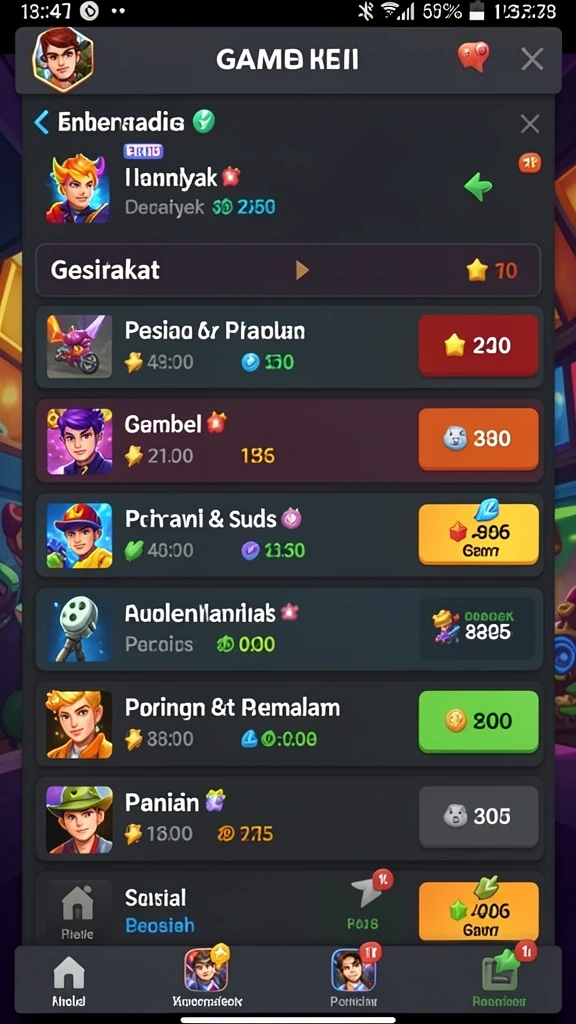 Level yang penuh warna dan penuh tantangan.
