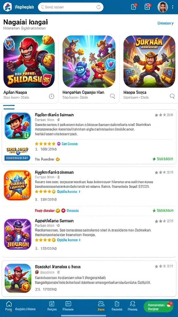 Fitur permainan yang beragam dan seru.