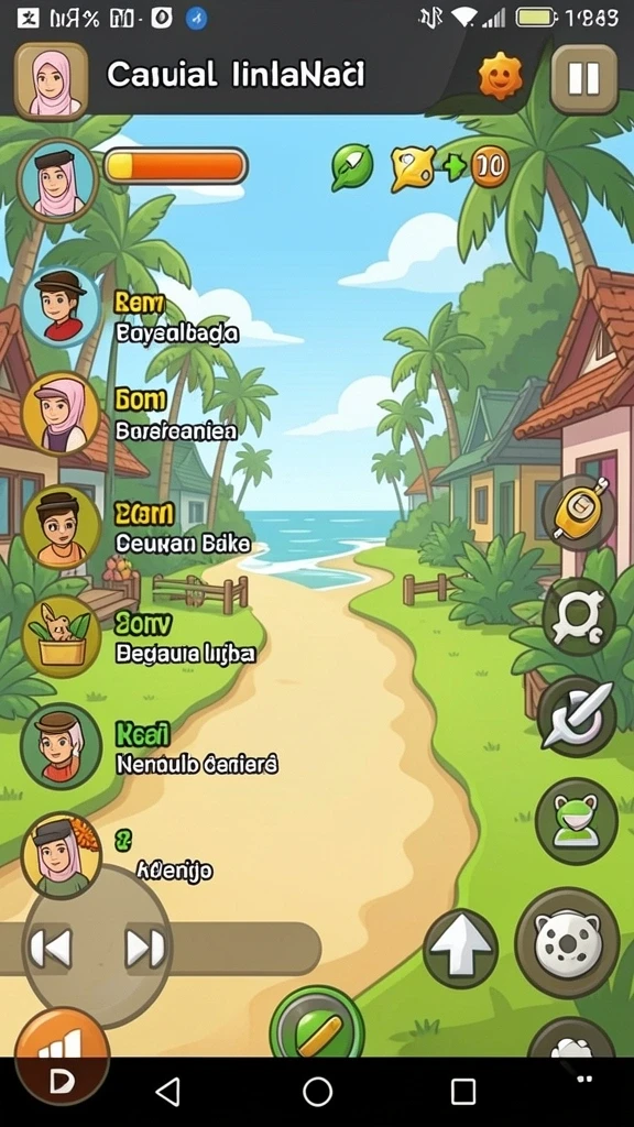 Screenshot menunjukkan karakter utama dalam pertempuran epic.